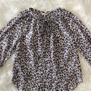 JOIE Leopard Pattern Pink 100% Silk Top